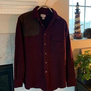 Vintage All Wool & Leather Maroon & Black Shirt Jacket. Immaculate.  Size L